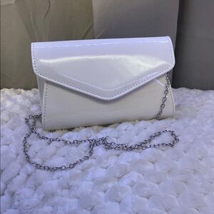 Elegant White Patent Leather Clutch